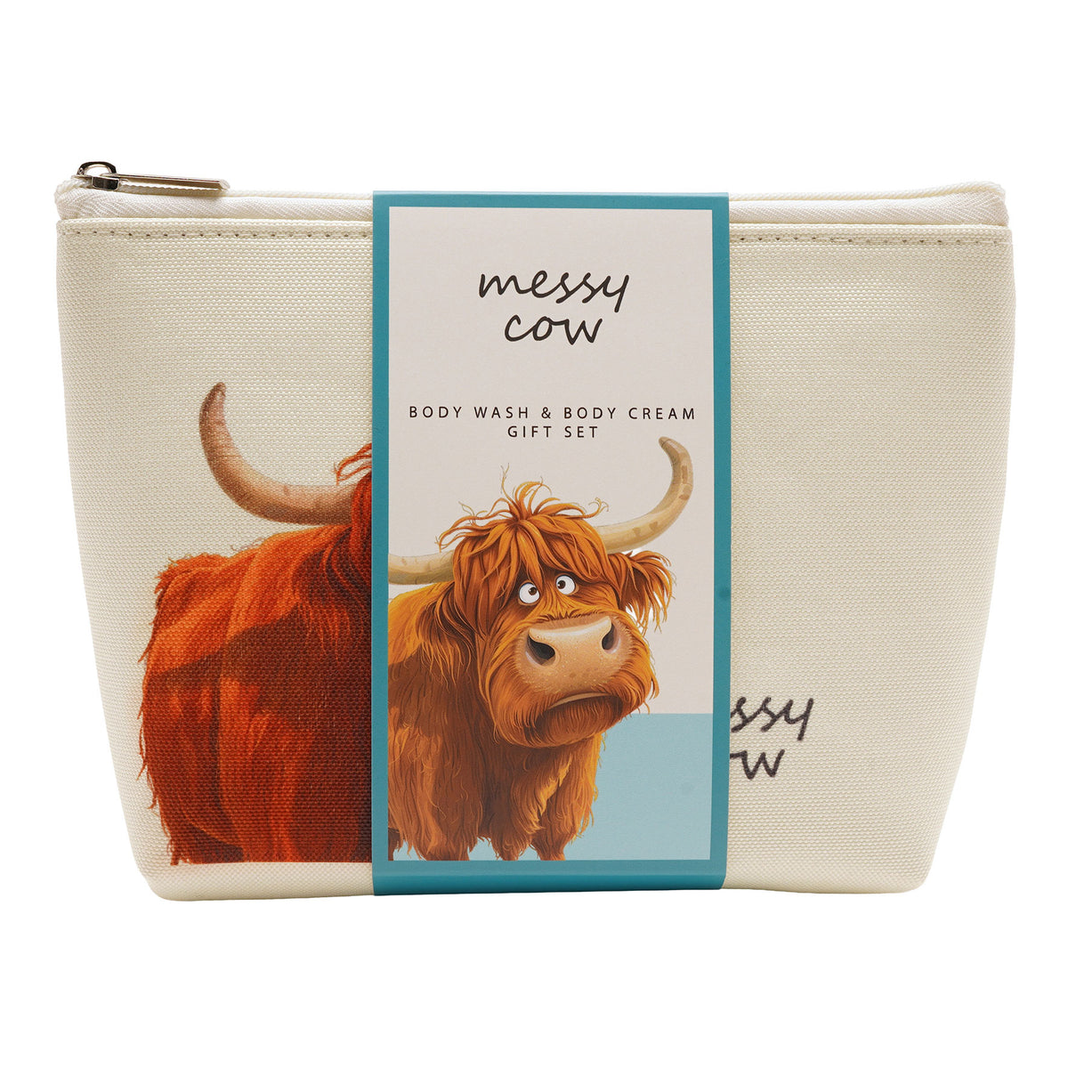 The Funny Farm Body Wash and Lotion Wash Bag Set Messy Cow