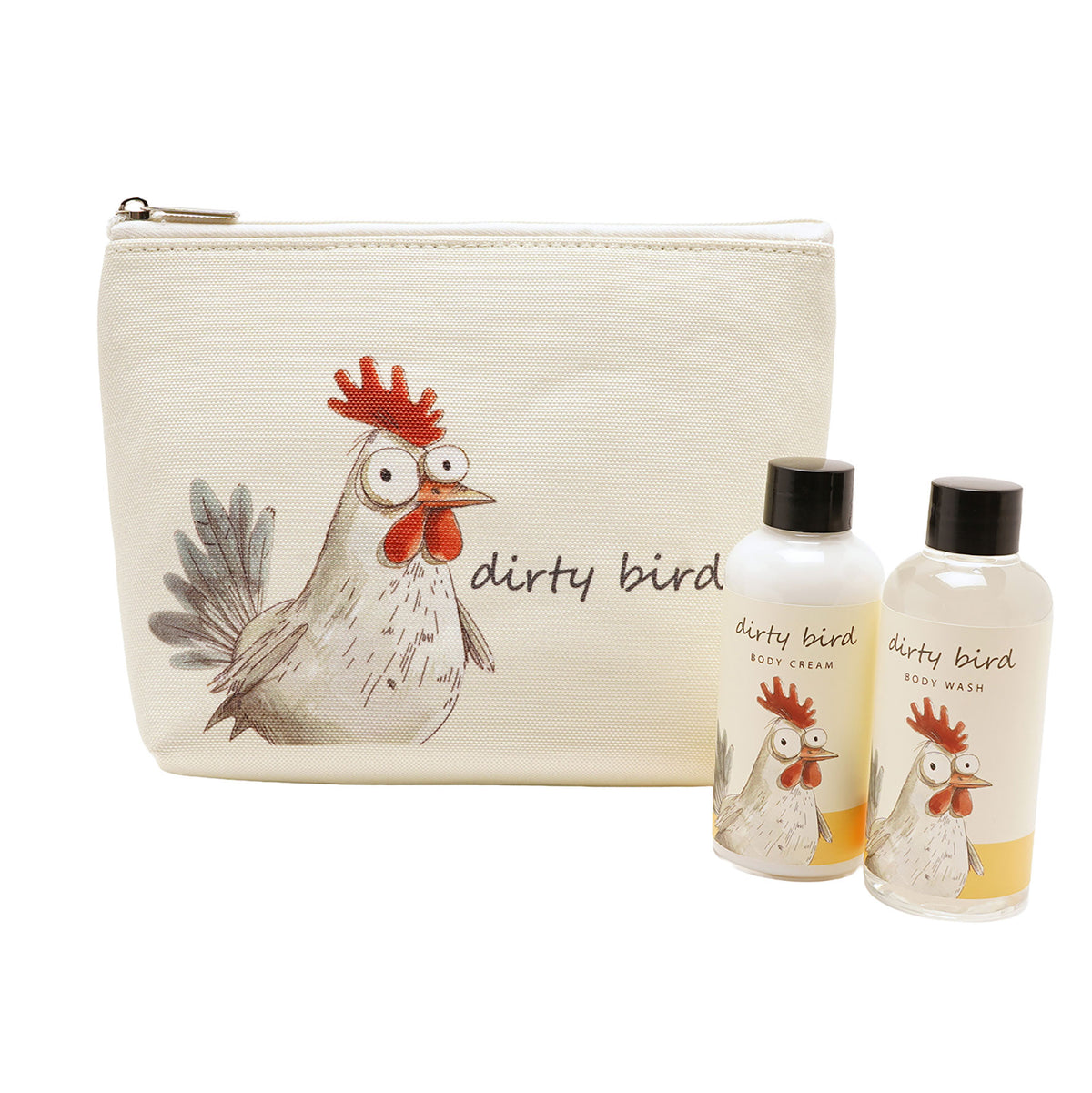 The Funny Farm Body Wash and Lotion Wash Bag Set Dirty Bird