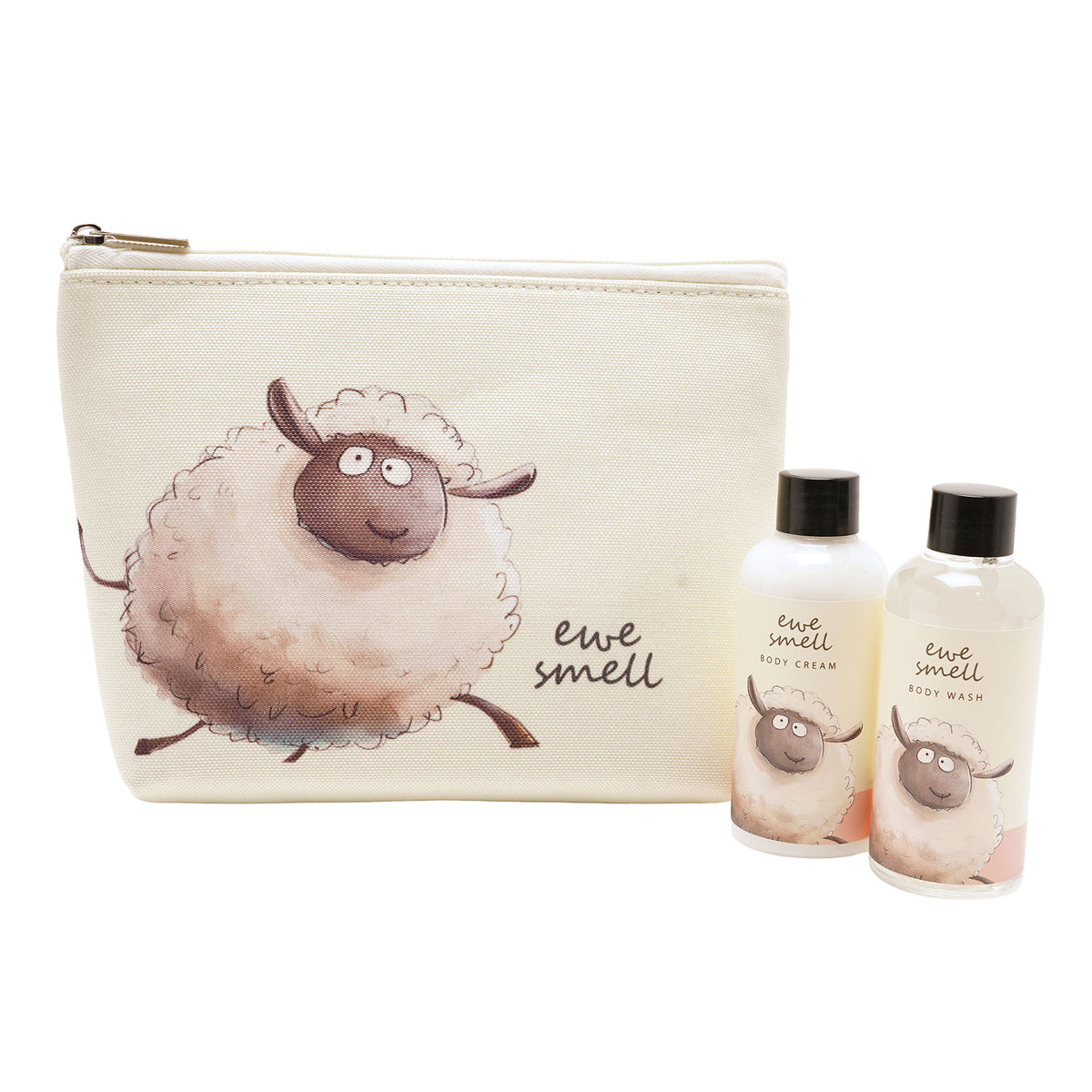 The Funny Farm Body Wash and Lotion Wash Bag Set Ewe Smell