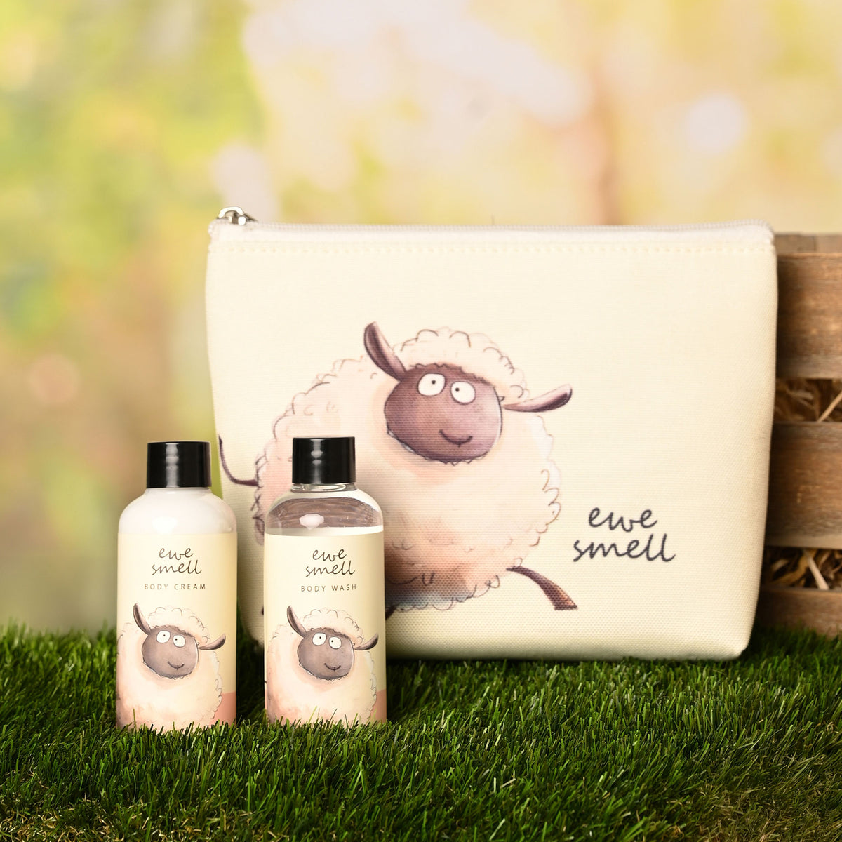 The Funny Farm Body Wash and Lotion Wash Bag Set Ewe Smell