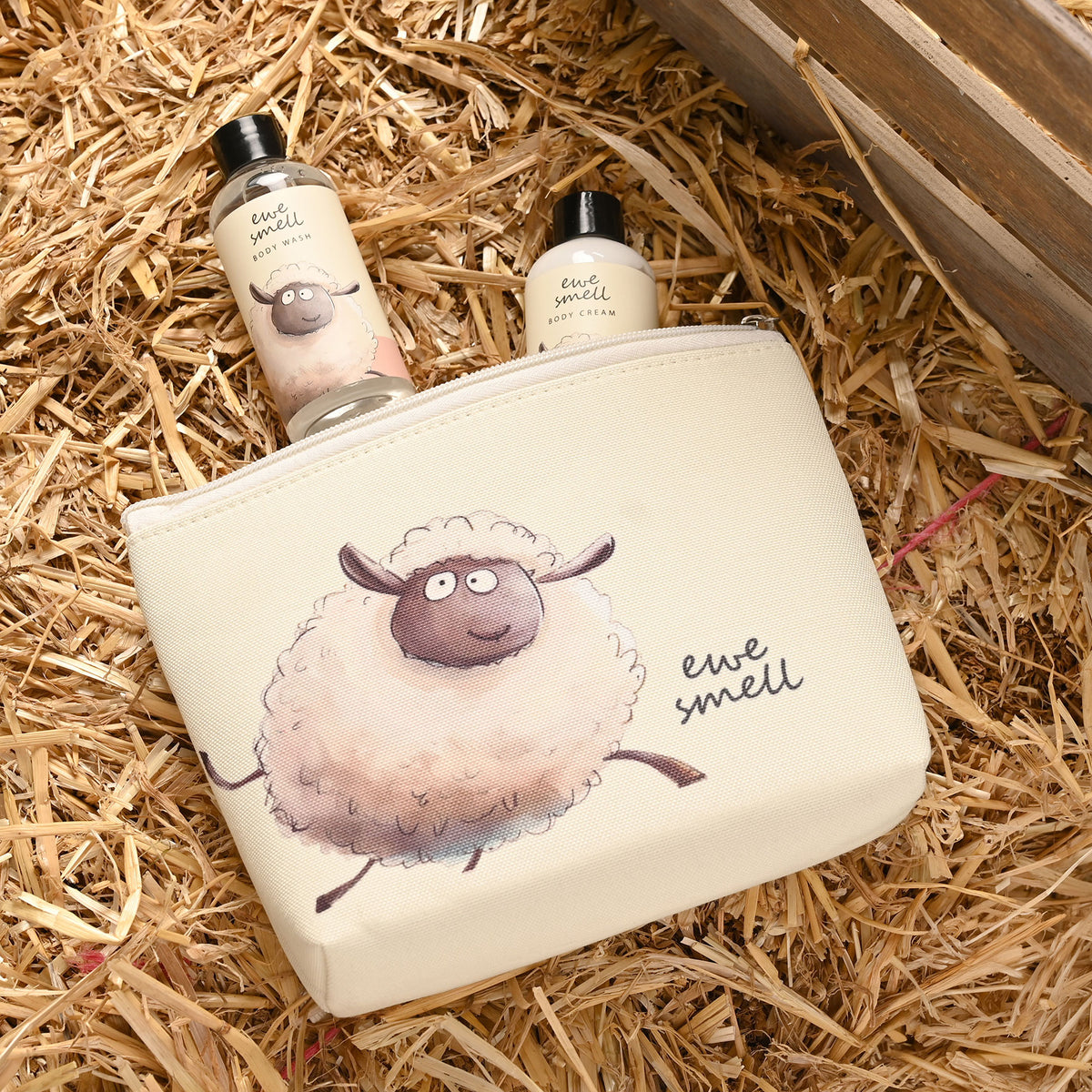 The Funny Farm Body Wash and Lotion Wash Bag Set Ewe Smell