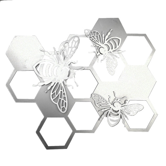 Bee and Honeycomb Silver Wall Art