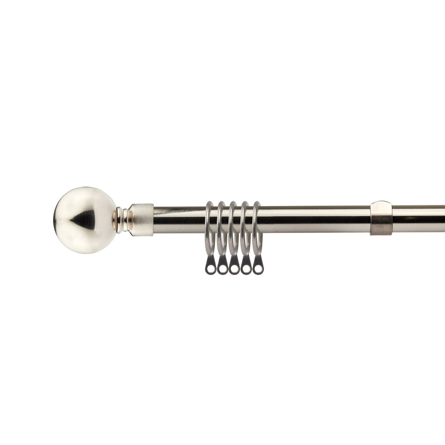 Brushed Silver Ball Extendable Heavy Duty Curtain Pole