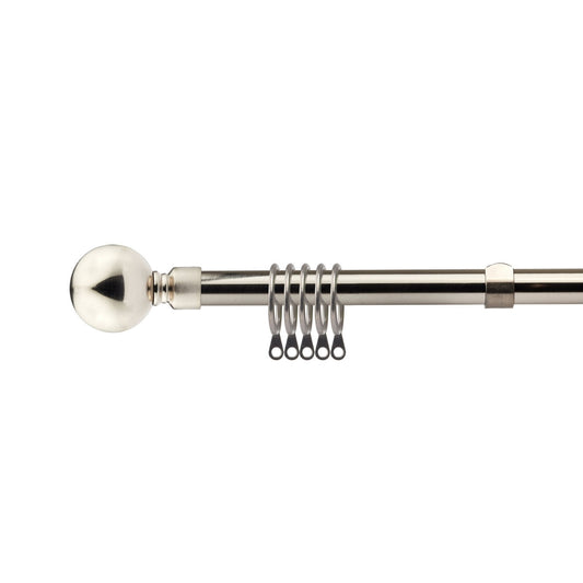 Brushed Silver Ball Extendable Heavy Duty Curtain Pole