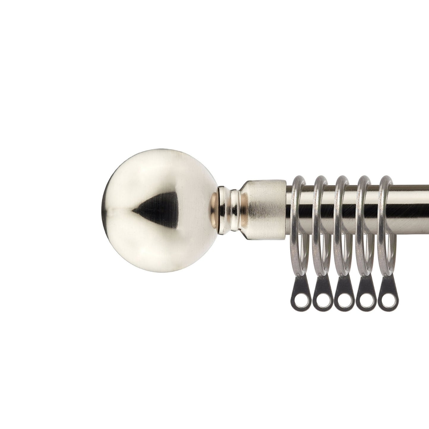 Brushed Silver Ball Extendable Heavy Duty Curtain Pole