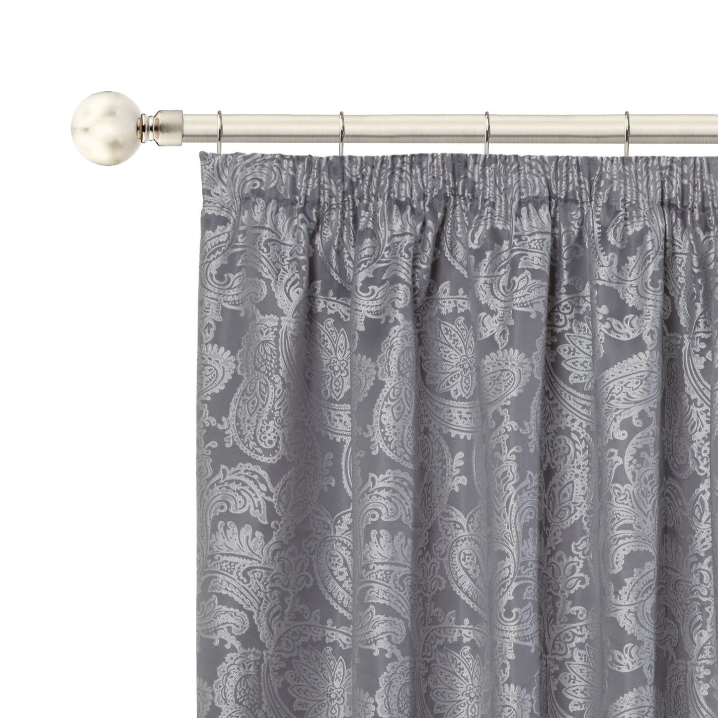Brushed Silver Ball Extendable Heavy Duty Curtain Pole