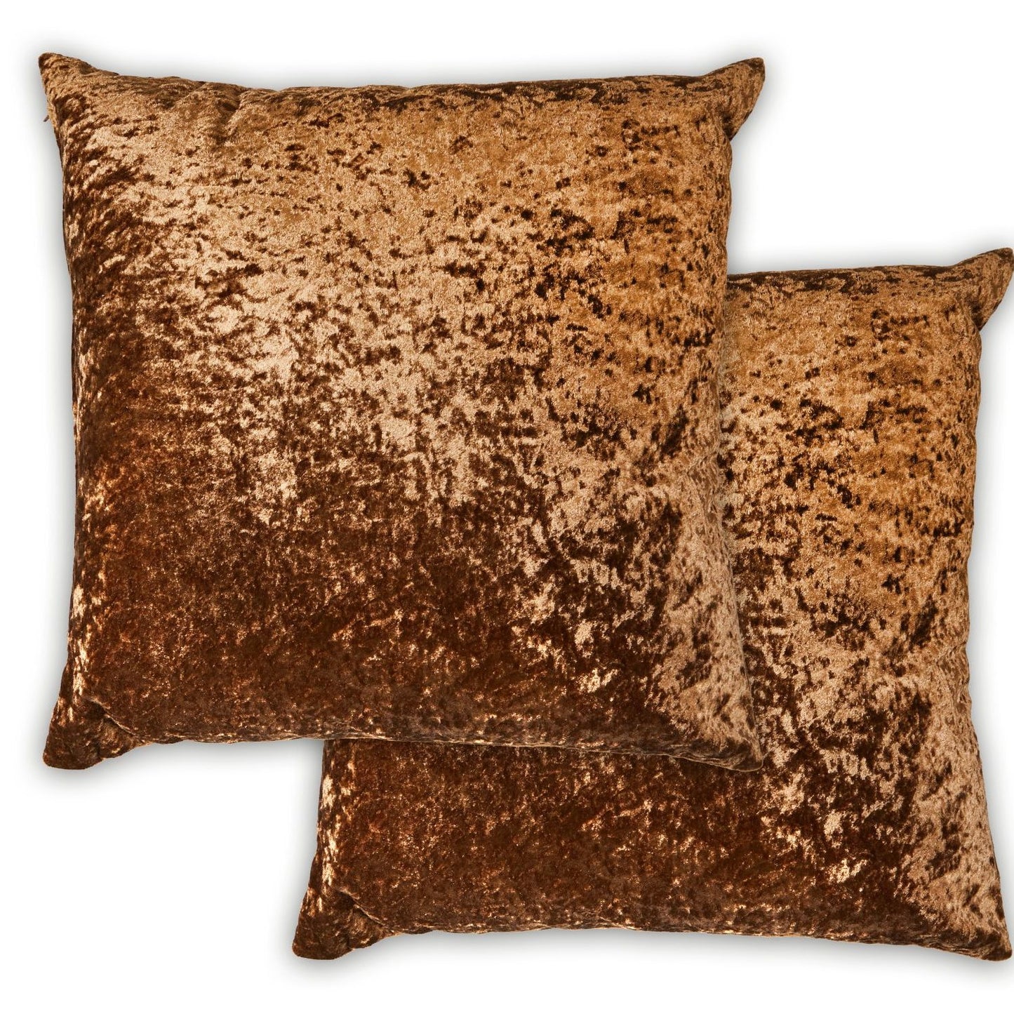 Crushed Velvet Brown Cushion Cover Pair (43cm x 43cm)