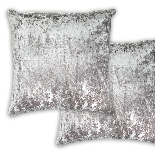 Silver Crushed Velvet Luxury Cushion Cover Pair