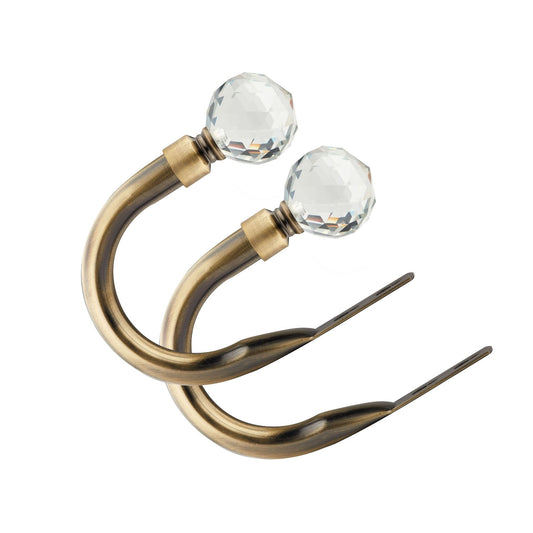 Antique Brass Crystal Curtain Holdbacks (Pair)