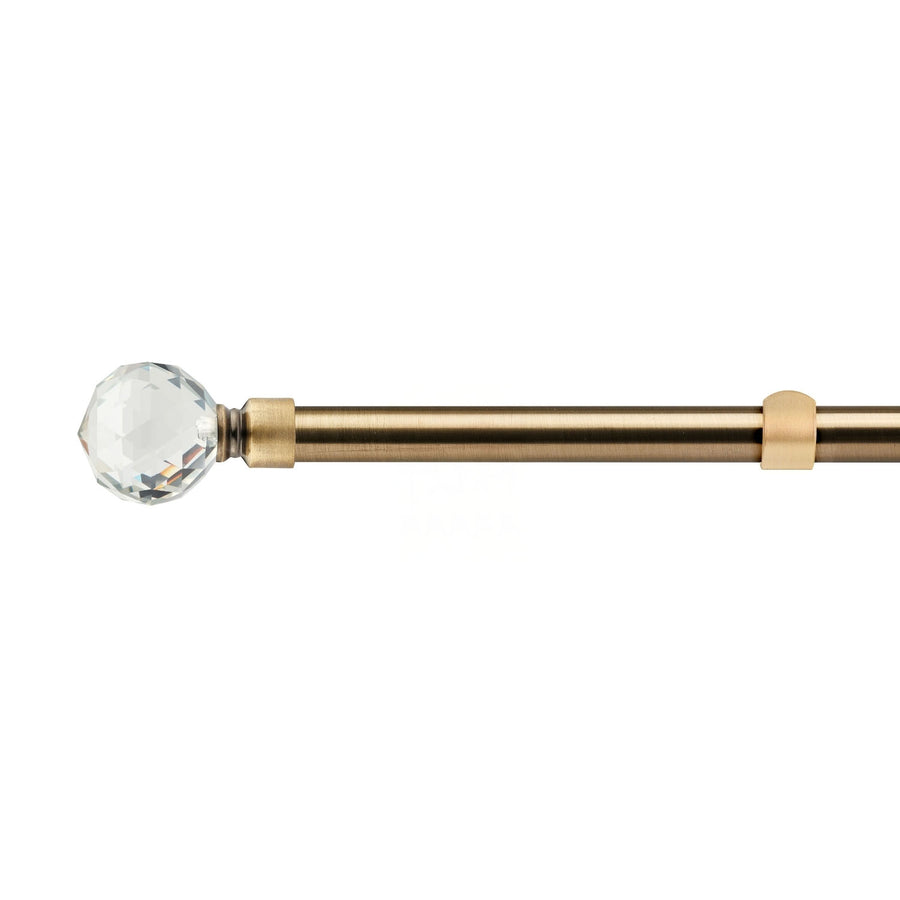 Antique Brass Crystal Extendable Curtain Pole