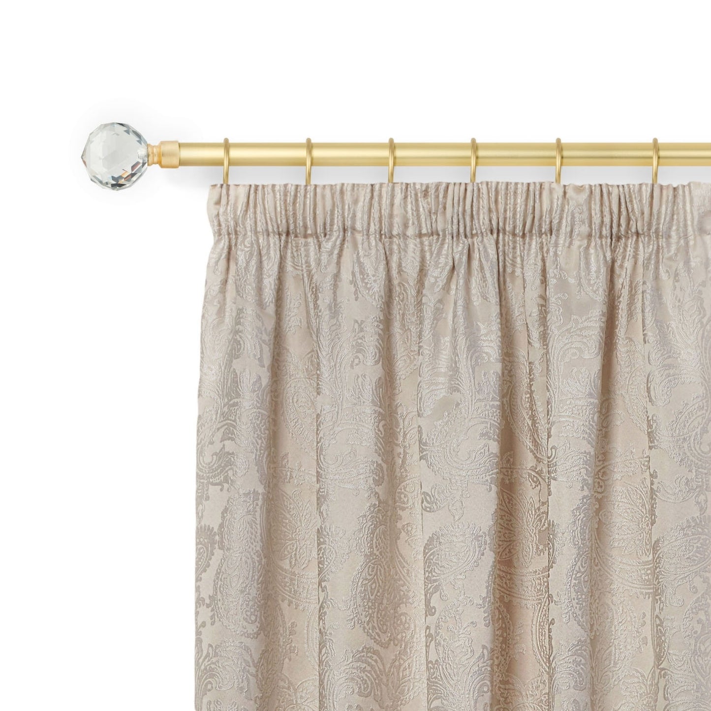 Crystal Matt Gold Extendable Curtain Pole with Rings