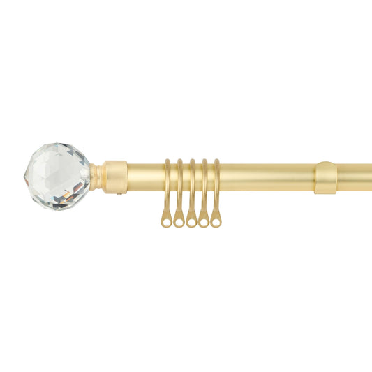 Crystal Matt Gold Extendable Curtain Pole with Rings