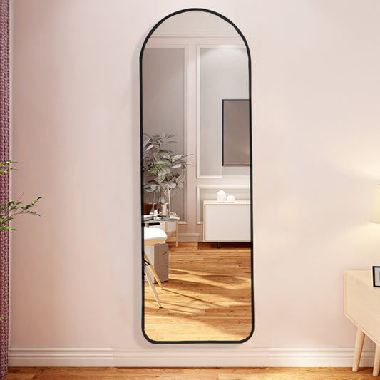 120cm Black Arched Full Length Wall Mirror