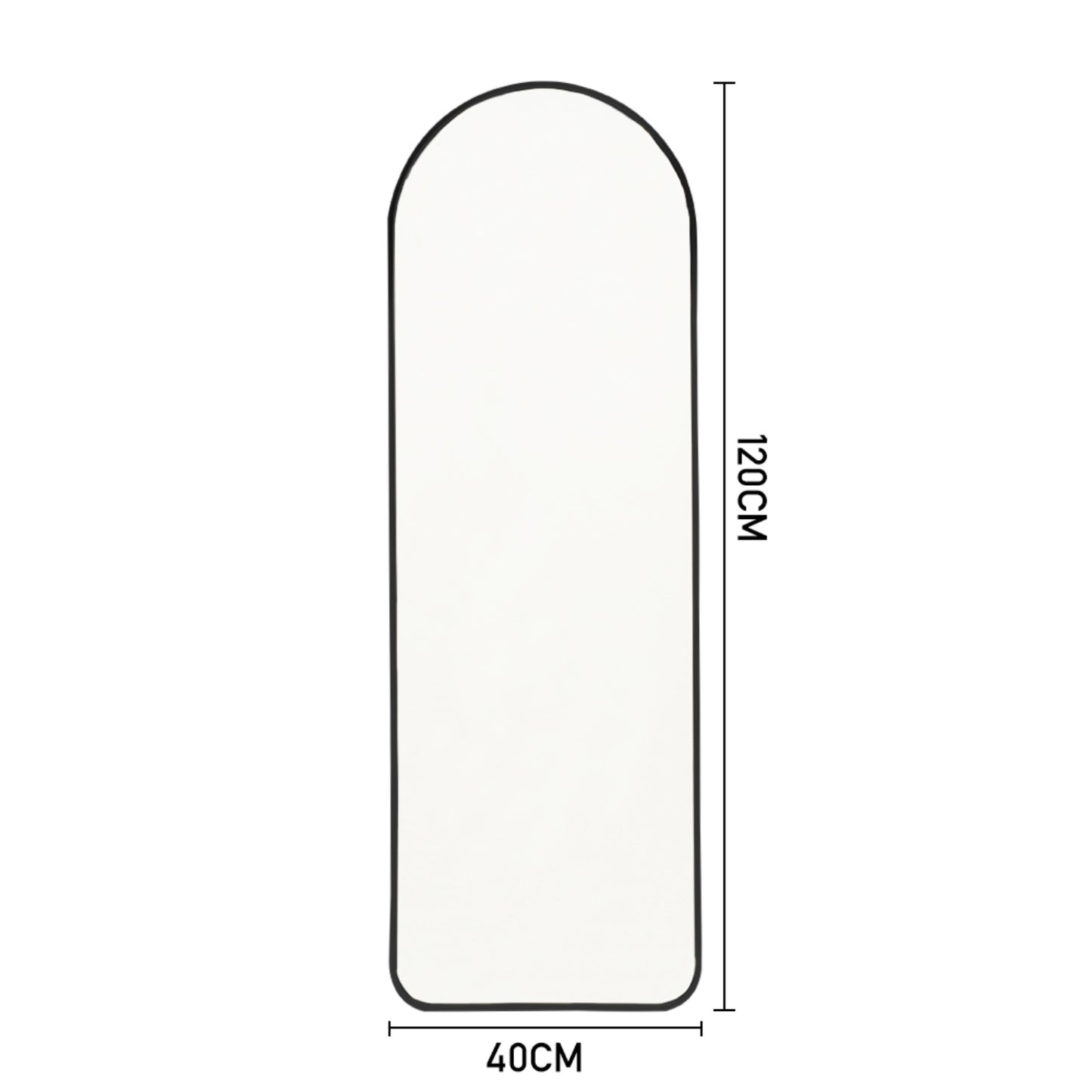 120cm Black Arched Full Length Wall Mirror
