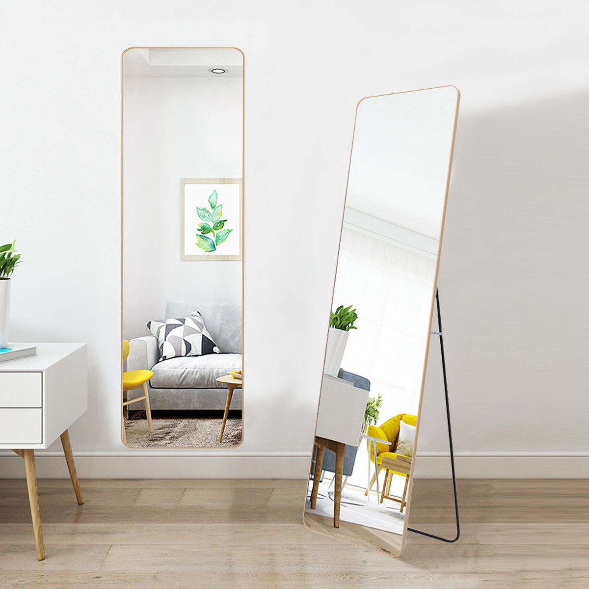 Gold Metal Full Length Floor Mirror
