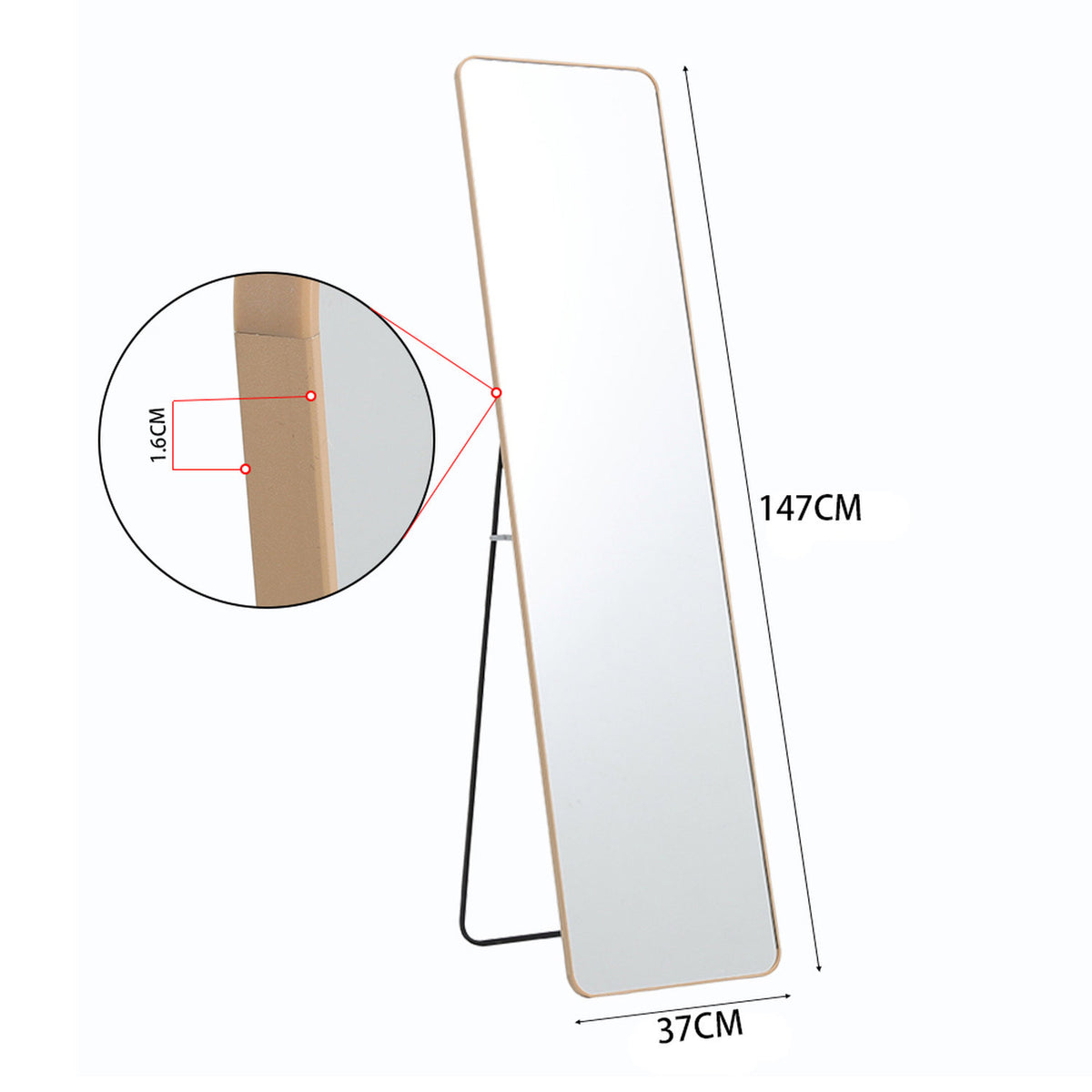 Gold Metal Full Length Floor Mirror