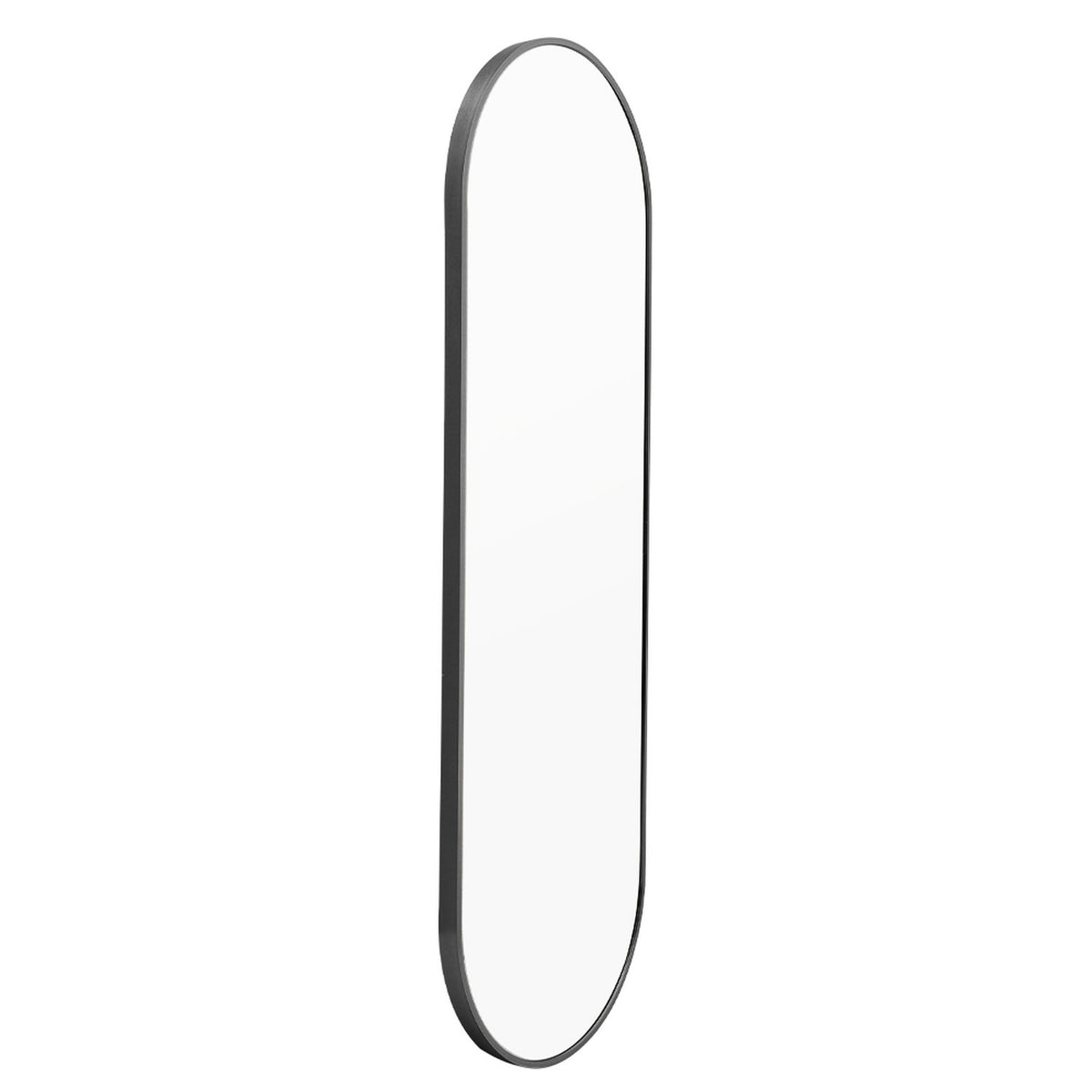 Black Oval Wall Mirror with Metal Frame