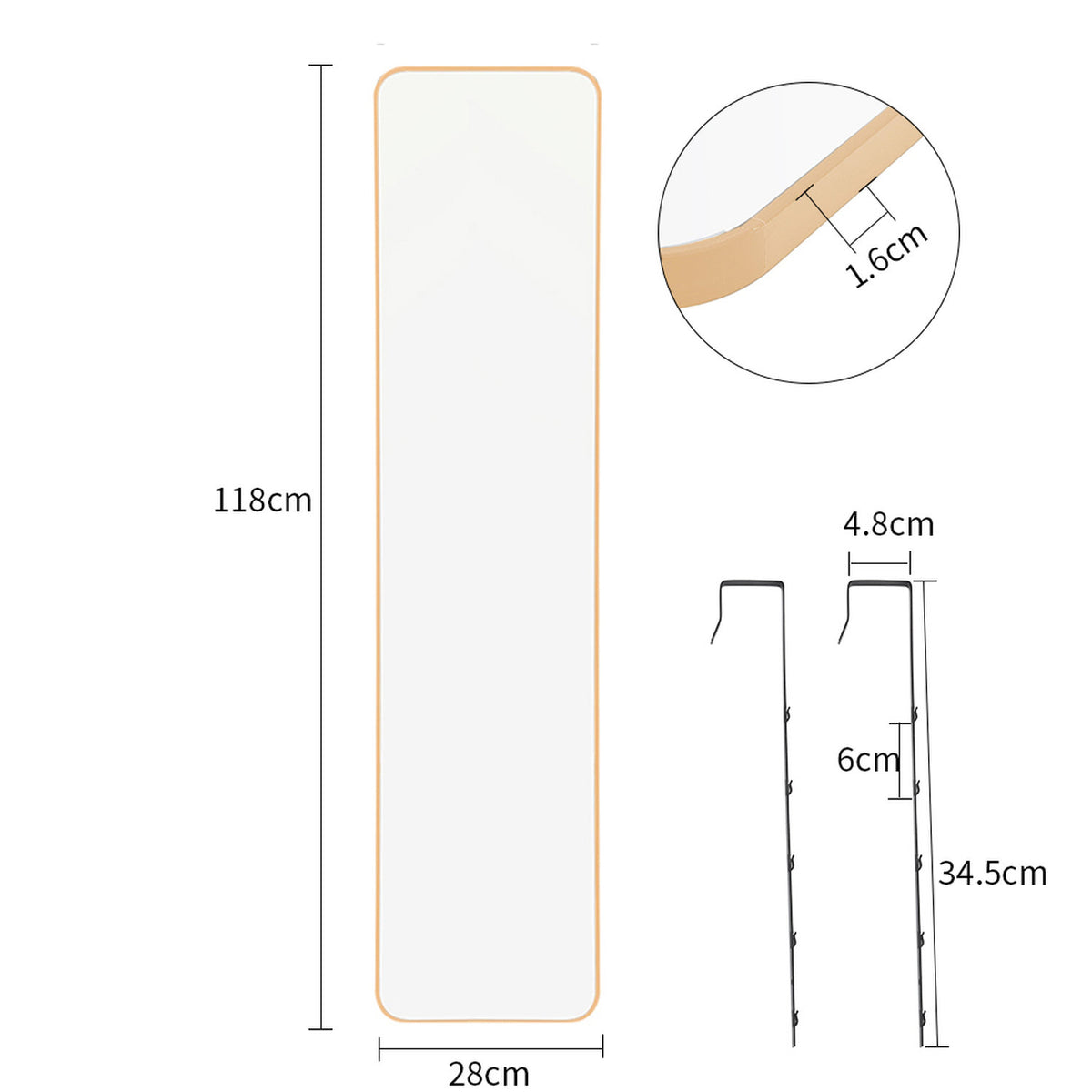 Gold Frame Full Length Door Mirror