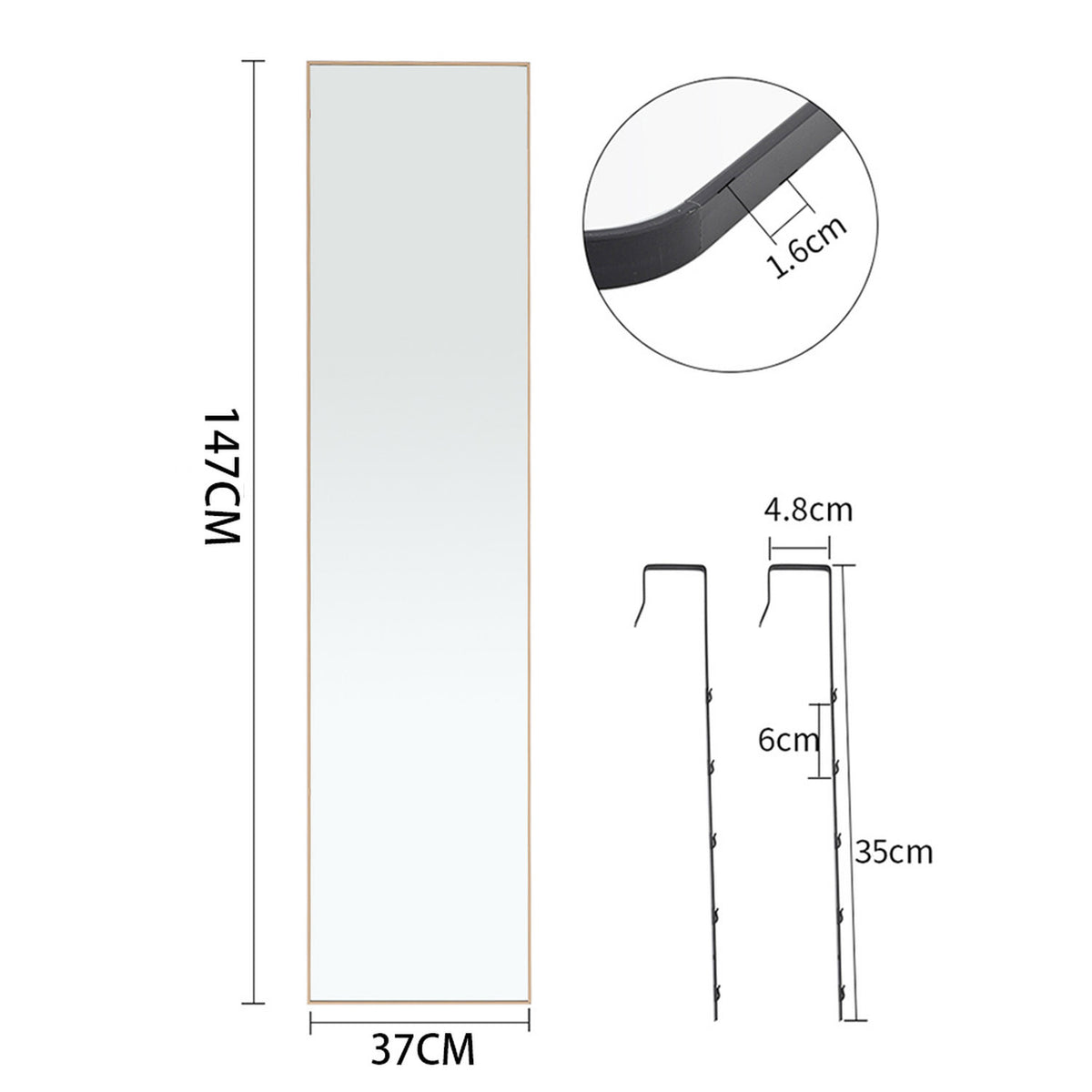 Gold Frame Over Door Full Length Mirror
