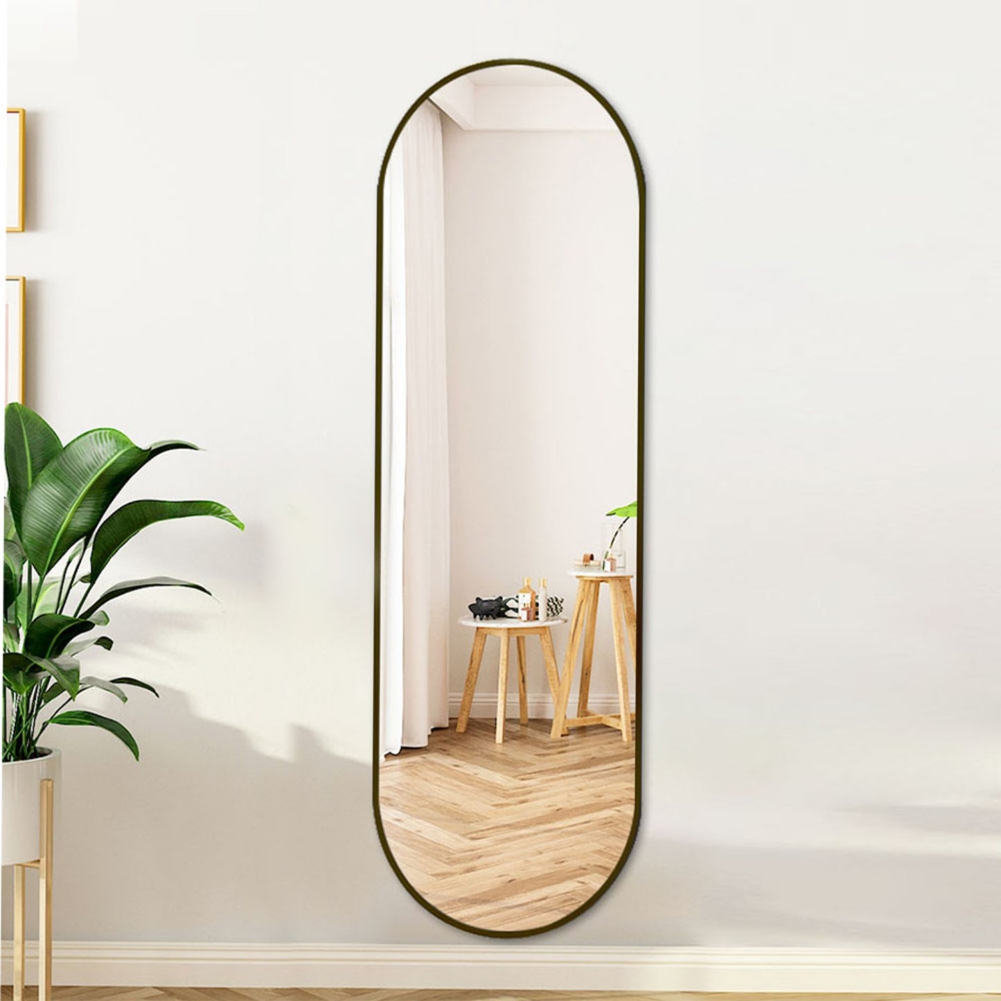 Black Oval Full Length Wall Mirror