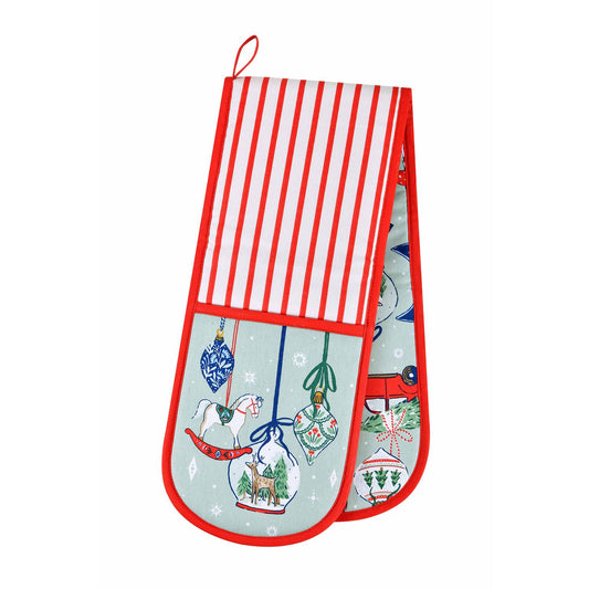 Christmas Ornaments Festive Print Double Oven Glove