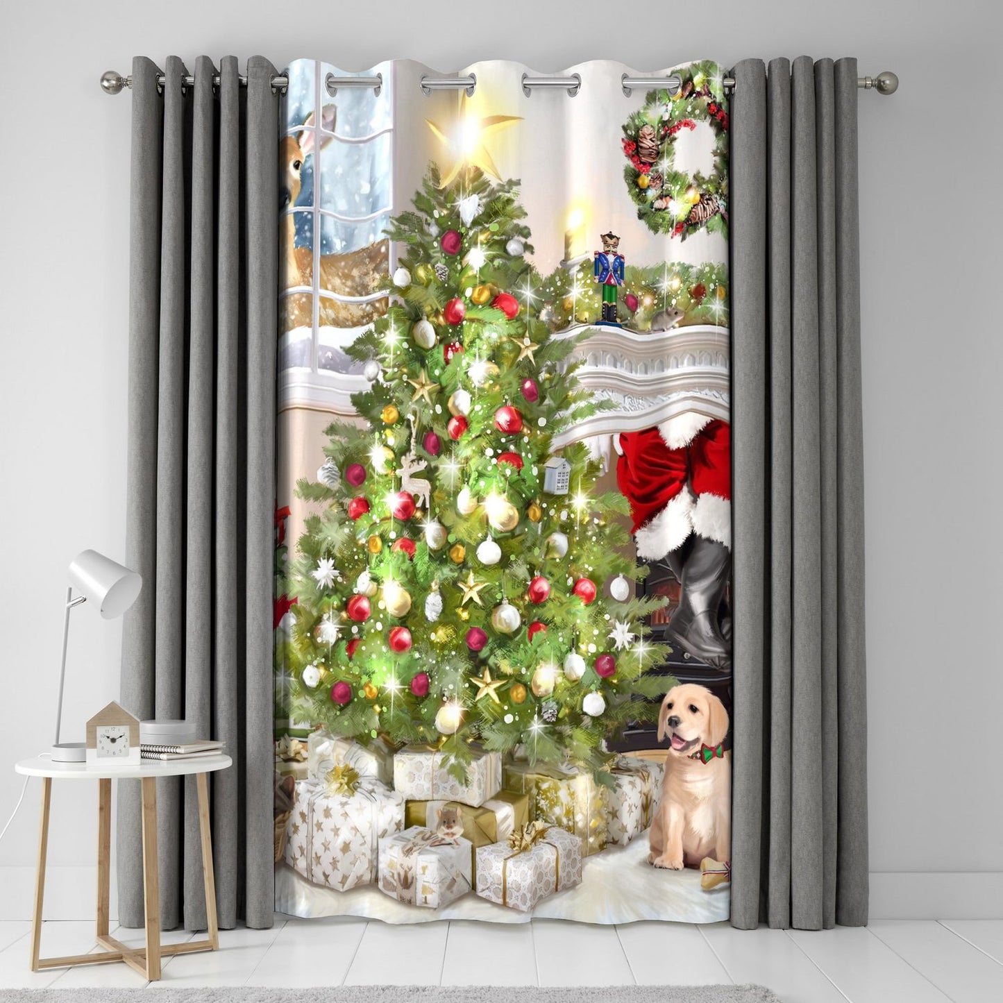 Christmas Tree Eyelet Single Panel Door Curtain