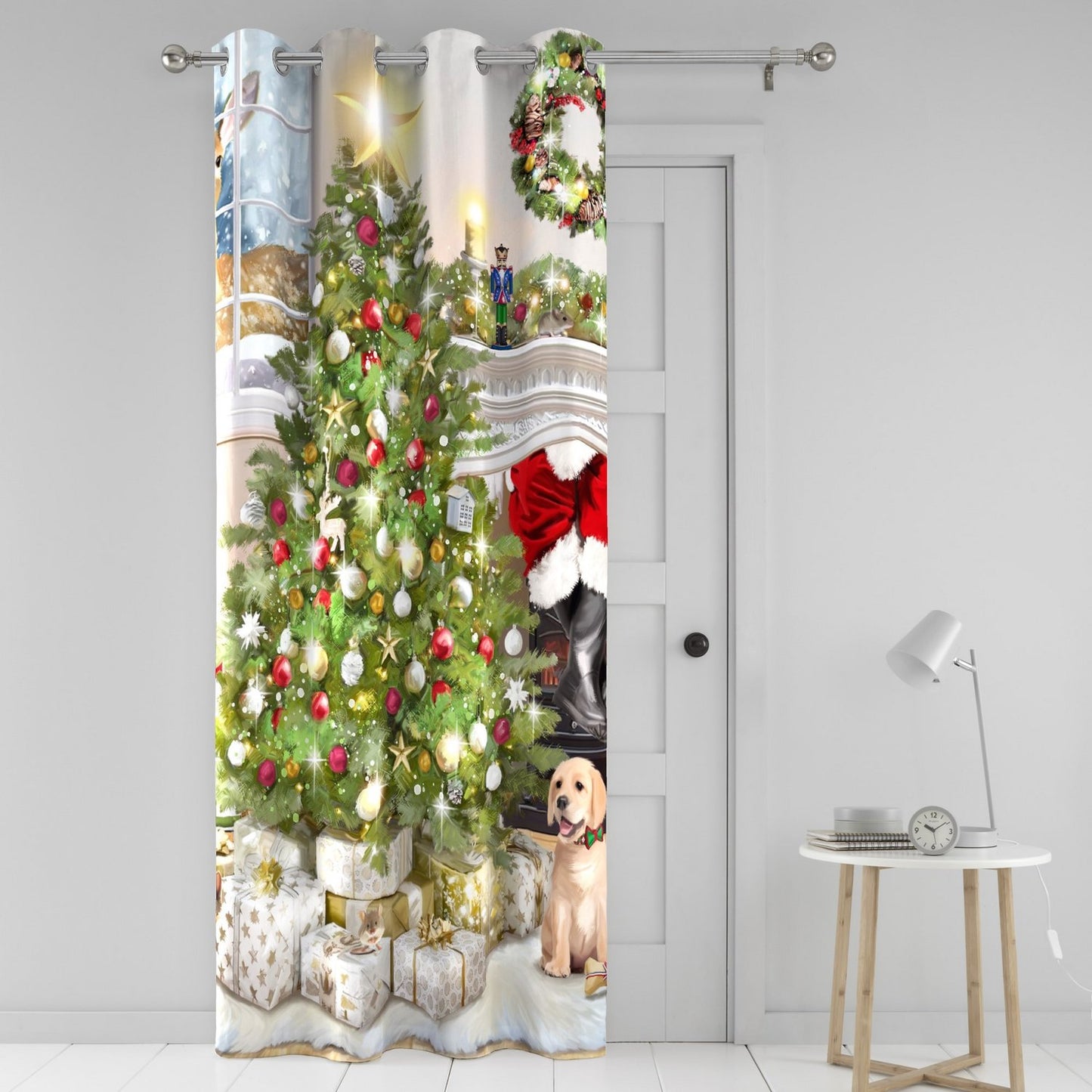 Christmas Tree Eyelet Single Panel Door Curtain