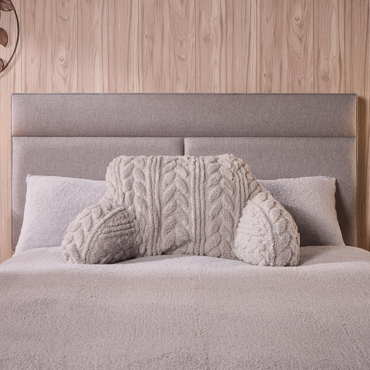 Cable Knit Grey Teddy Fleece Cuddle Cushion