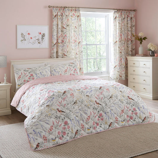 Caraway Pink Floral Quilted Bedspread