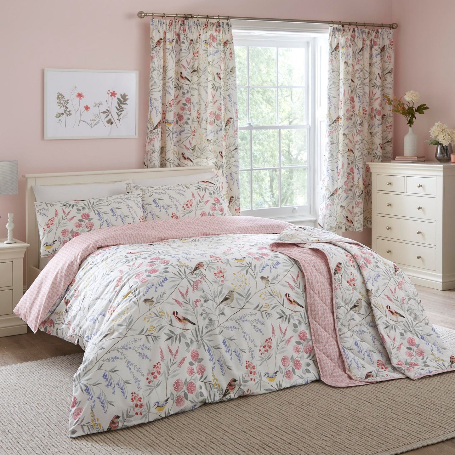 Caraway Pink Floral Quilted Bedspread