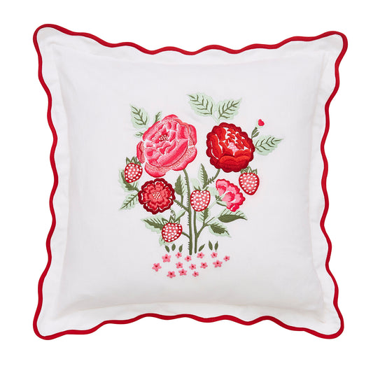 Cath Kidston Strawberry Garden White Filled Cushion (45cm x 45cm)
