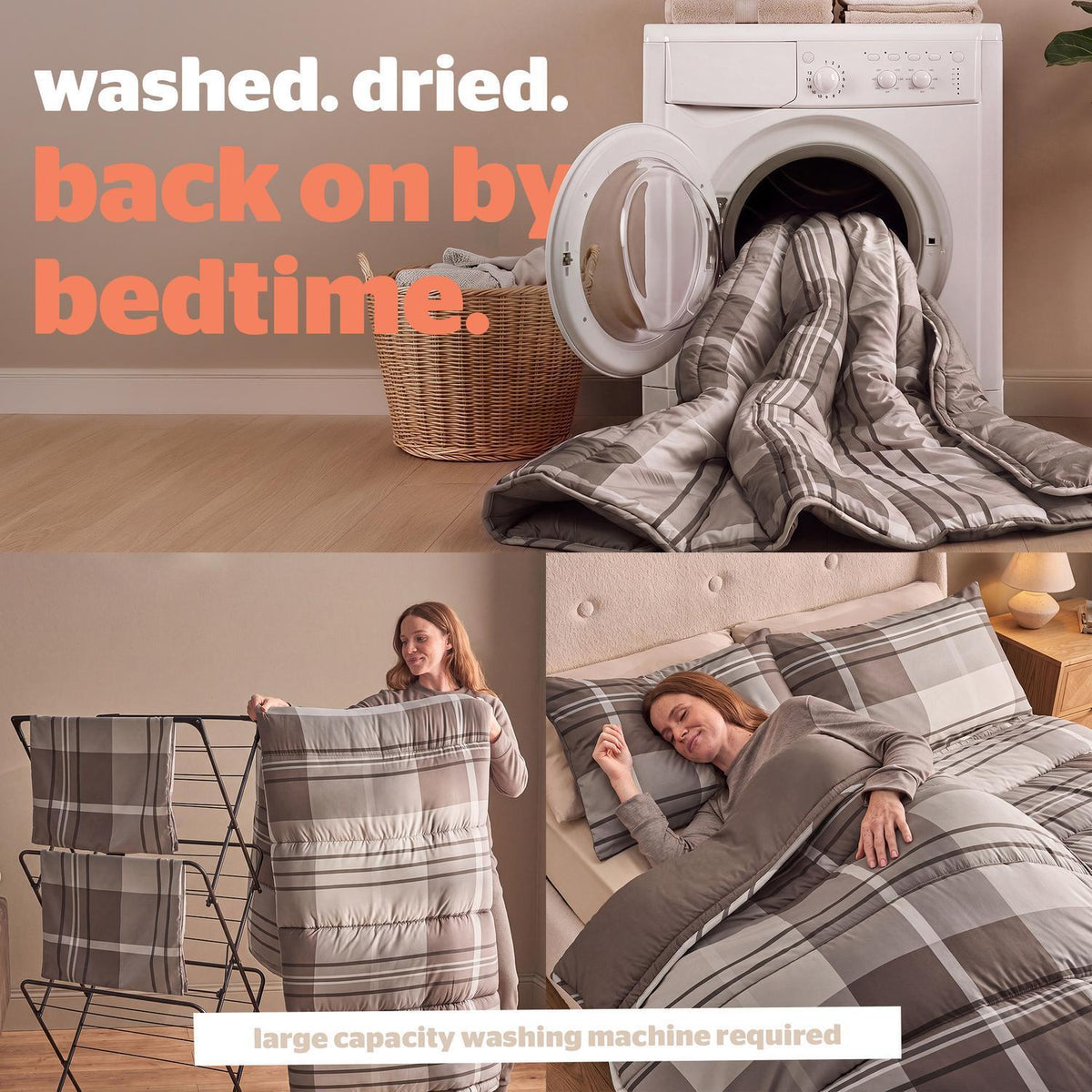Silentnight Natural Check 10.5 Tog Coverless Duvet and Pillowcase Set