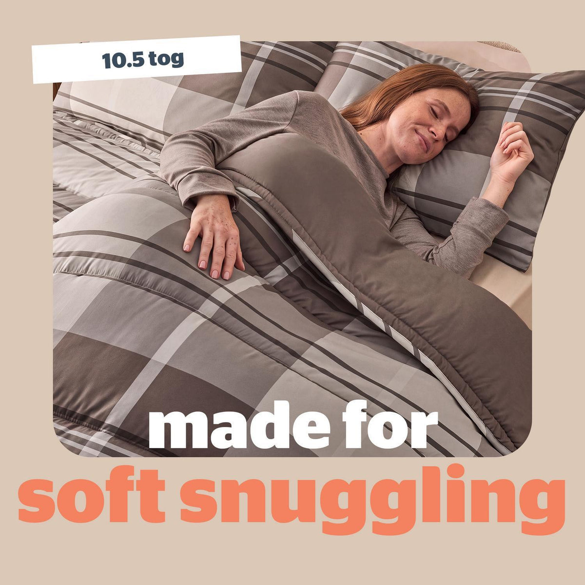 Silentnight Natural Check 10.5 Tog Coverless Duvet and Pillowcase Set