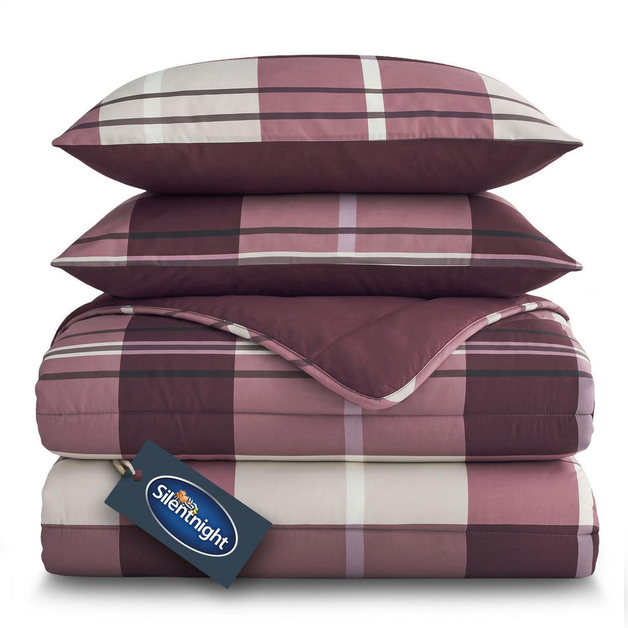 Silentnight Berry Check 10.5 Tog Coverless Duvet and Pillowcase Set