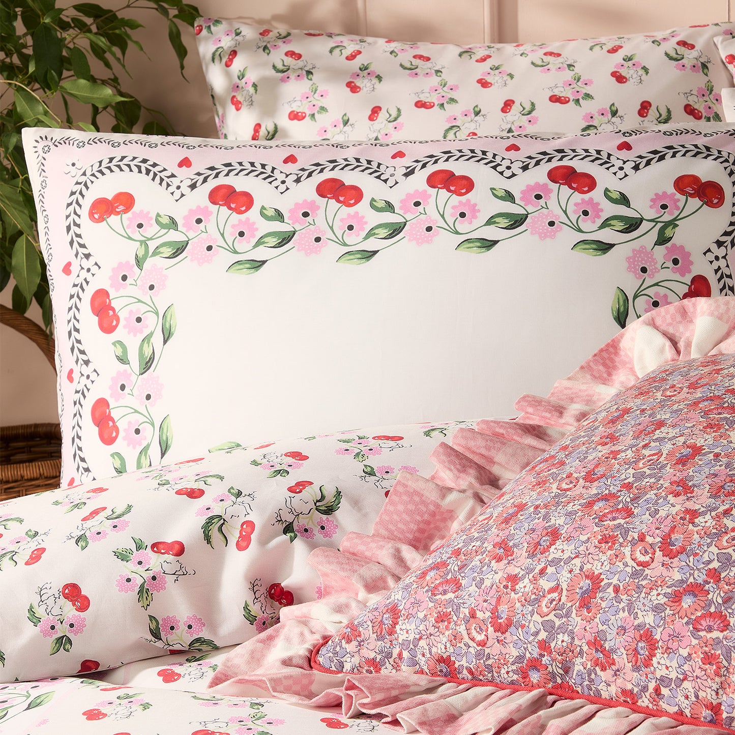 Cath Kidston Cherry Picked 180TC Cotton Sateen Duvet Set