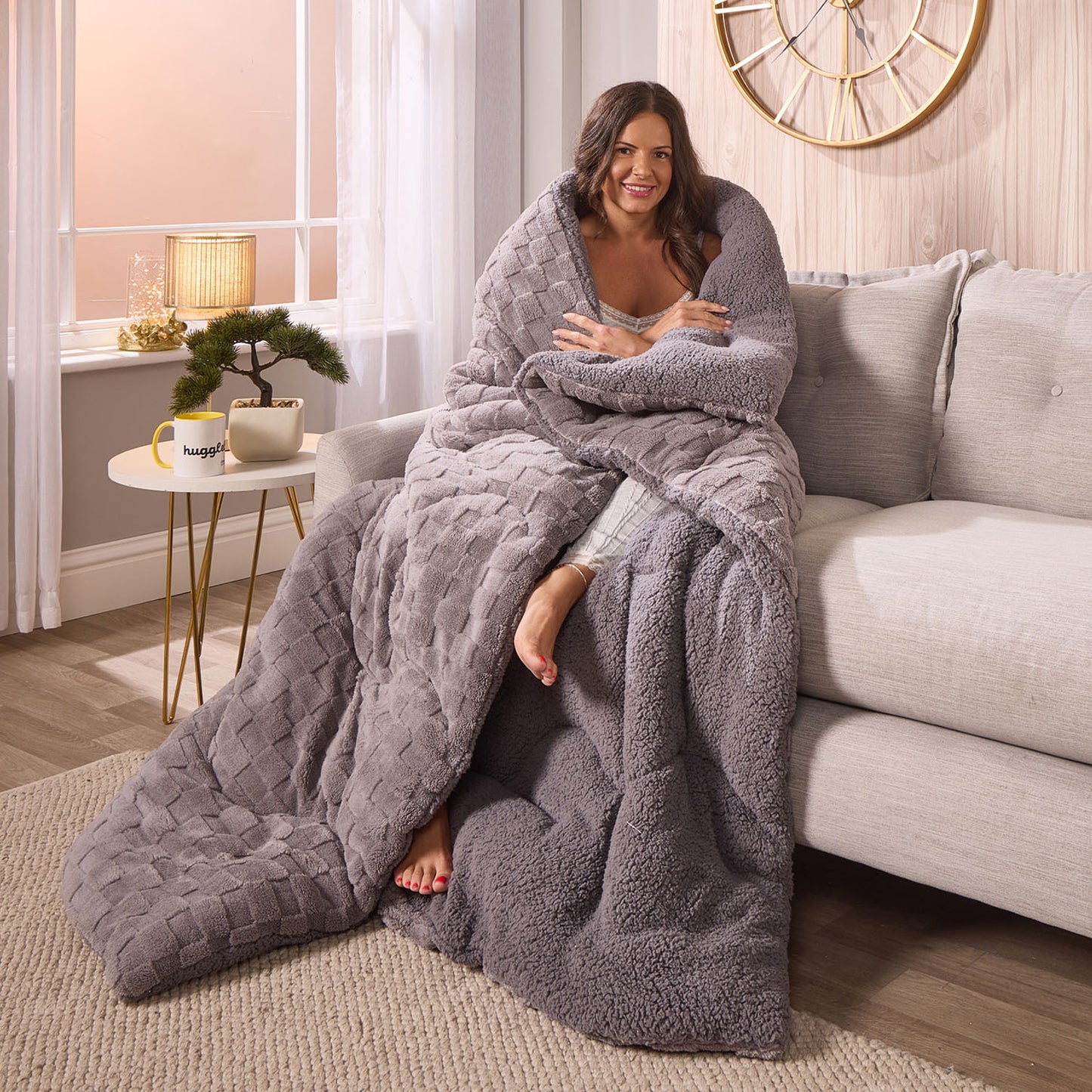 Chunky Fleece Grey Waffle Coverless 10.5 Tog Duvet and Pillowcases