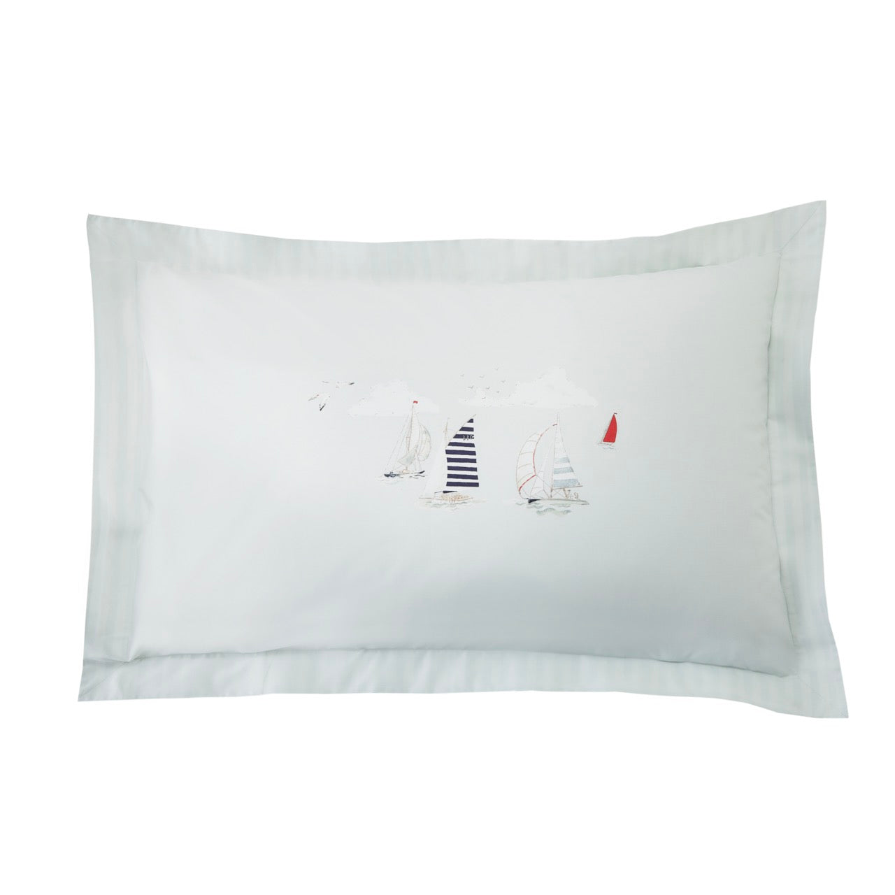 Sophie Allport Coastal Boats Blue 200TC Cotton Oxford Pillowcase Pair