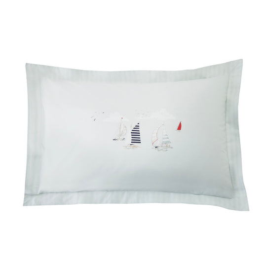 Sophie Allport Coastal Boats Blue 200TC Cotton Oxford Pillowcase Pair