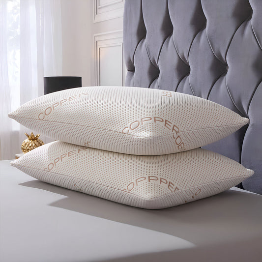 Copper Infused Cooling Support Memory Foam Pillow Pair