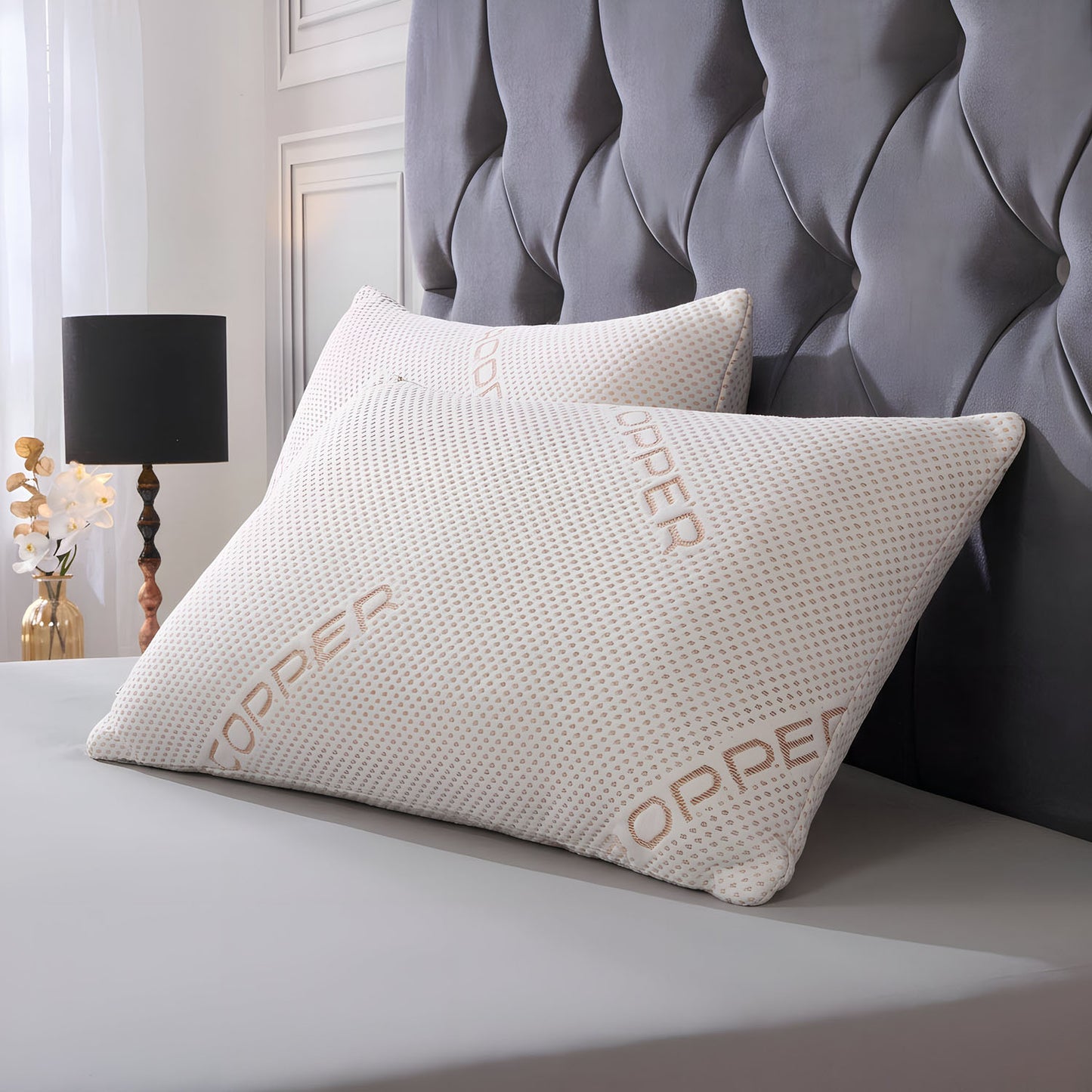Copper Infused Cooling Support Memory Foam Pillow Pair