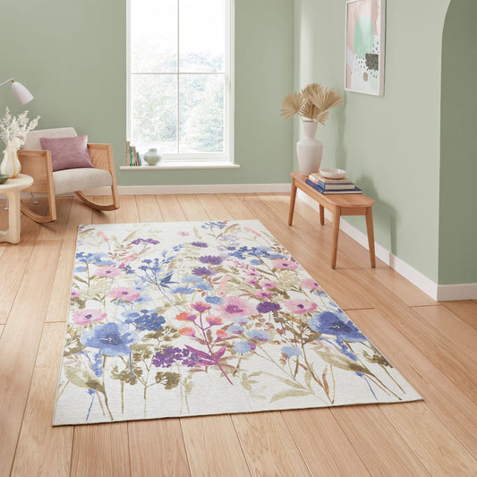 Catherine Lansfield Country Floral Purple Rug