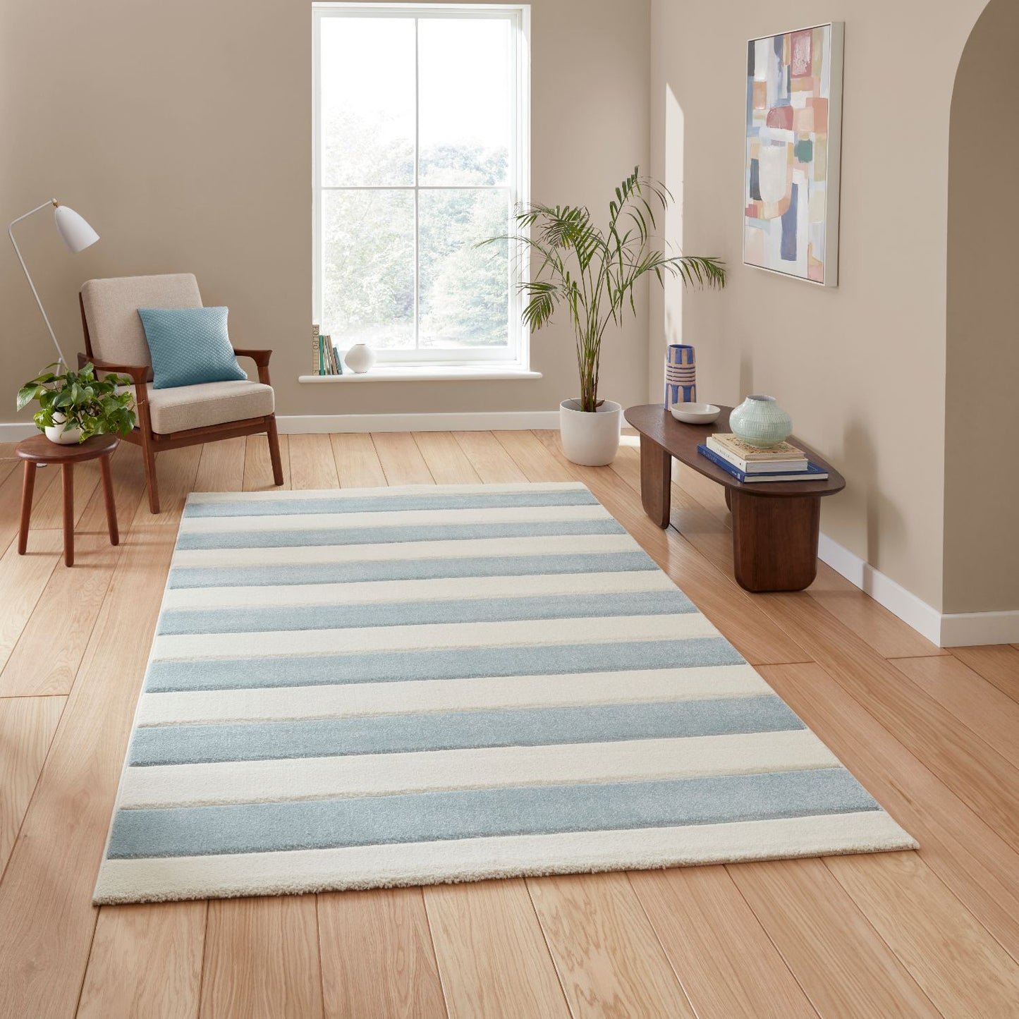 Catherine Lansfield Cove Stripe Blue Rug