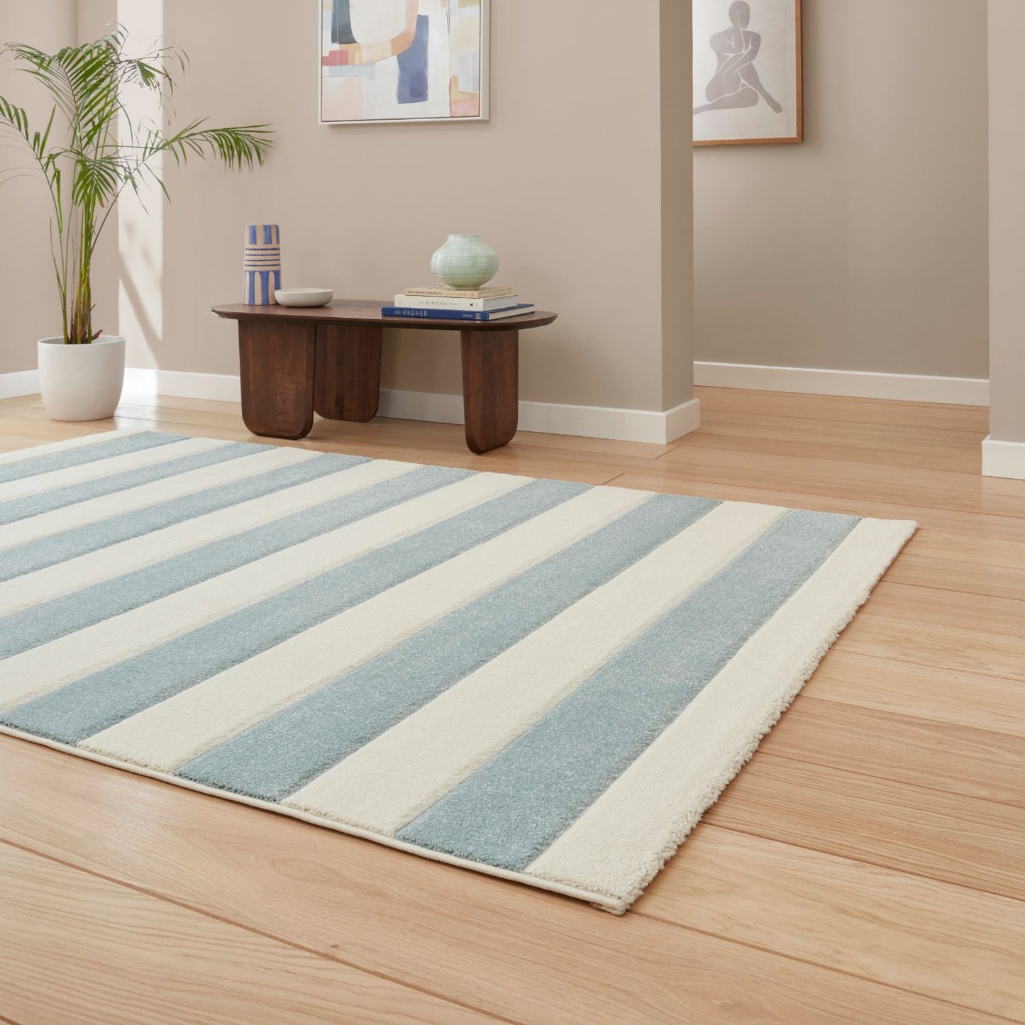 Catherine Lansfield Cove Stripe Blue Rug