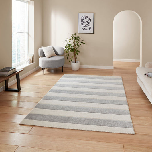 Catherine Lansfield Cove Stripe Grey Rug