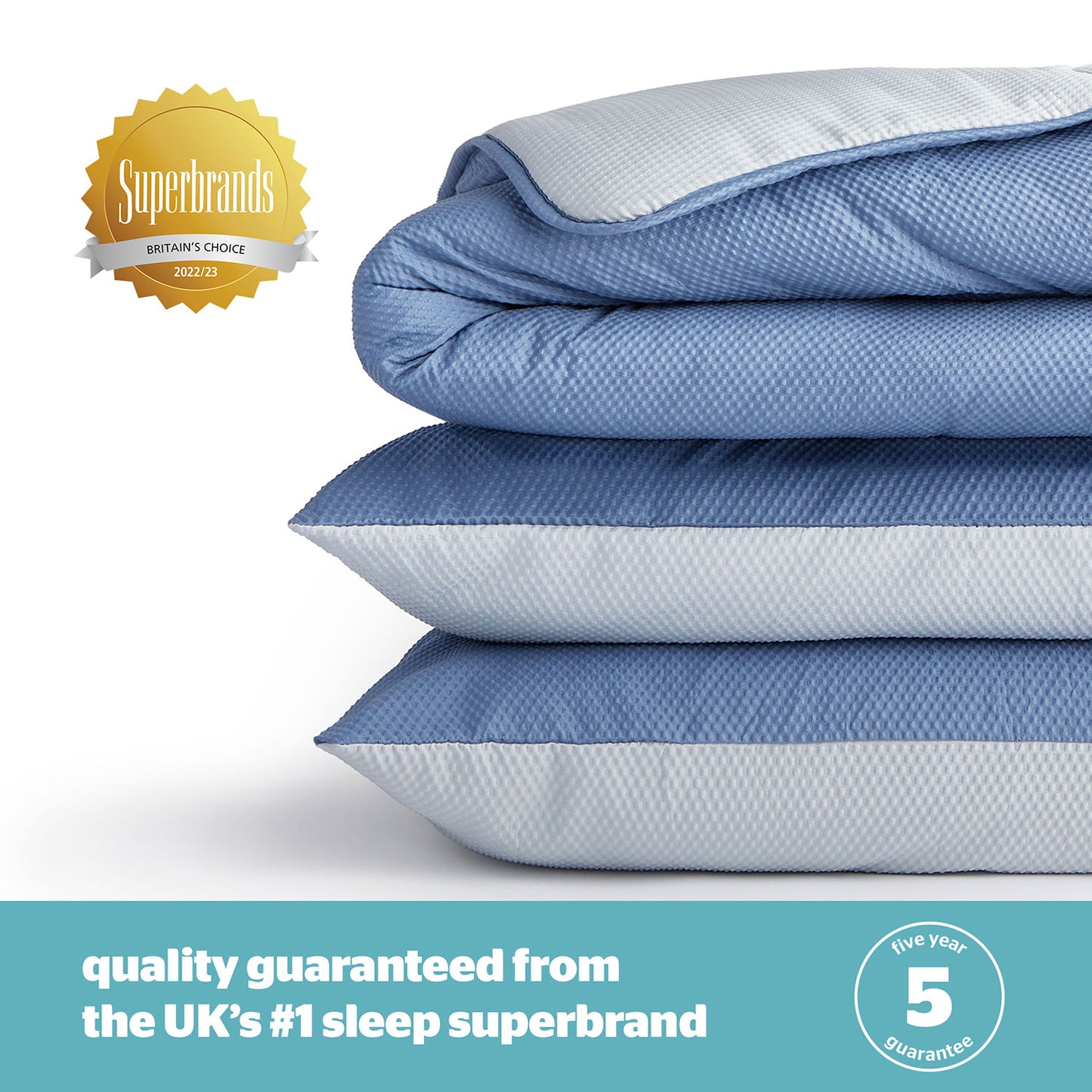 Silentnight Grey and Blue 2.5 Tog Coverless Duvet And Pillowcase Set