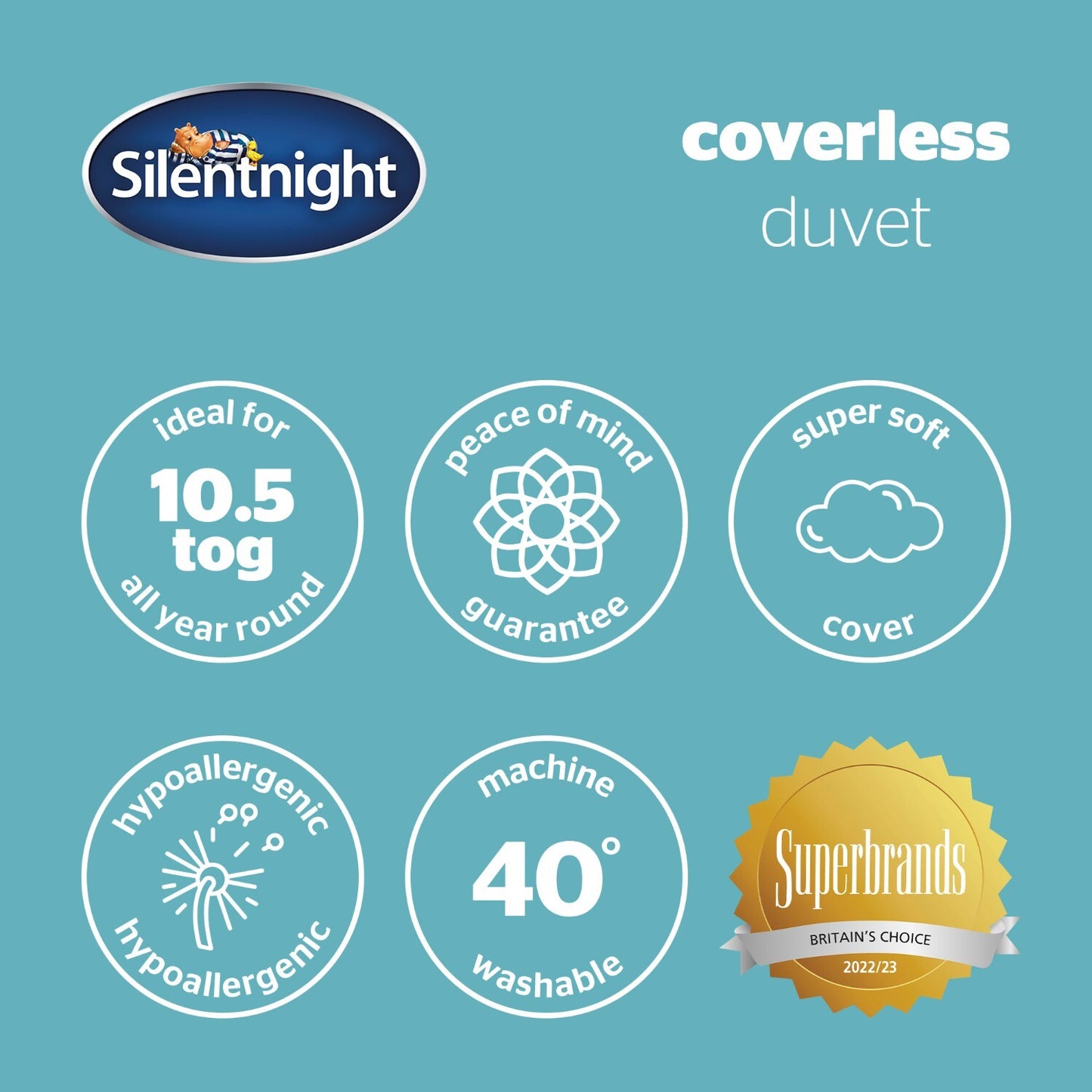 Silentnight Navy Coverless 10.5 Tog Duvet And Pillowcase