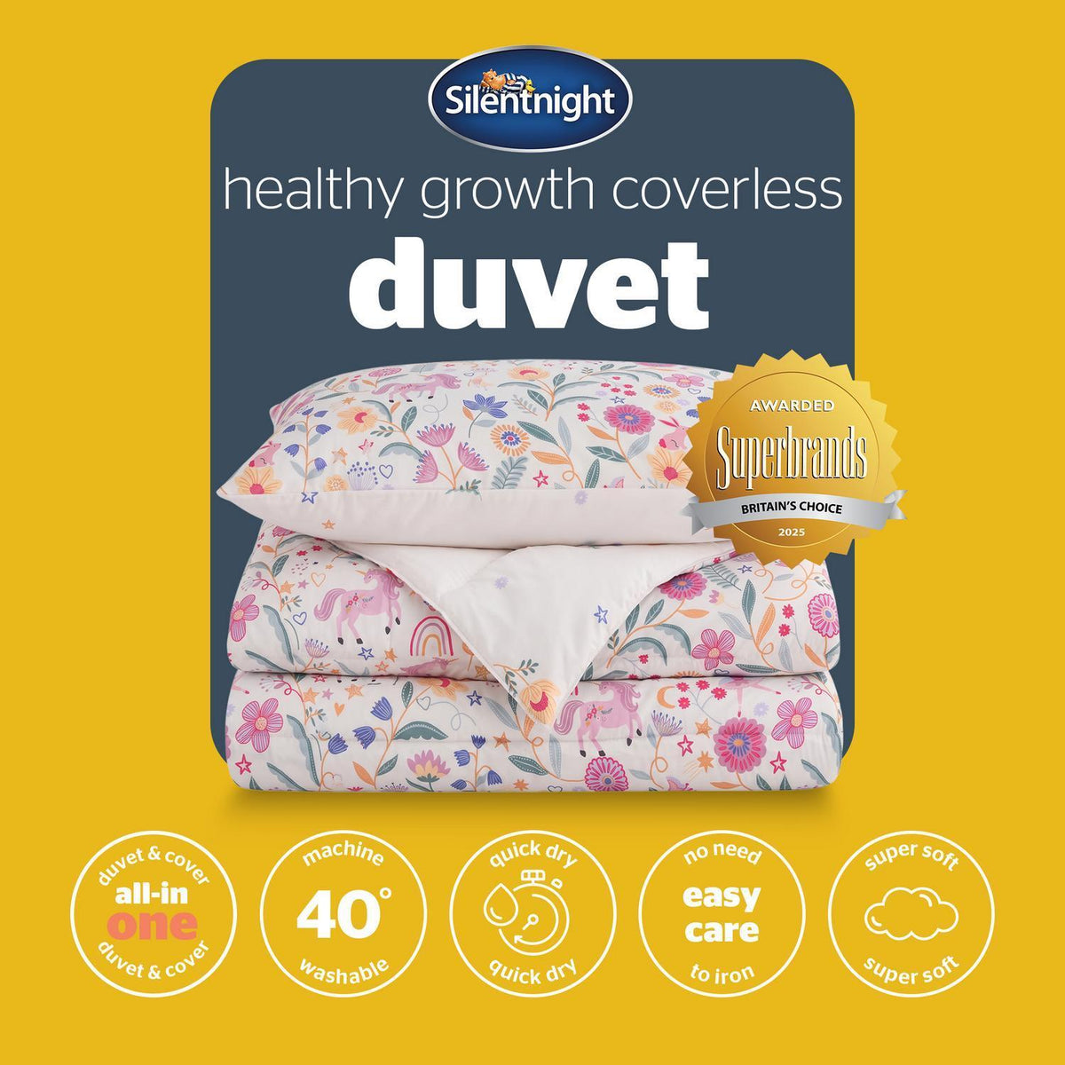 Silentnight Healthy Growth Unicorn Print 10.5 Tog Coverless Duvet