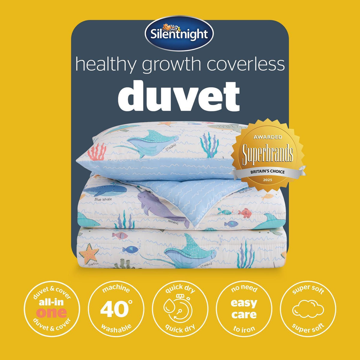 Silentnight Healthy Growth Under The Sea Print 10.5 Tog Coverless Duvet