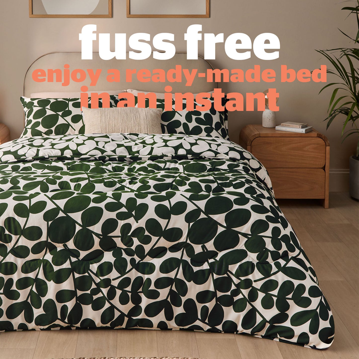 Silentnight Green Leaf Reversible Coverless 10.5 Tog Duvet Set