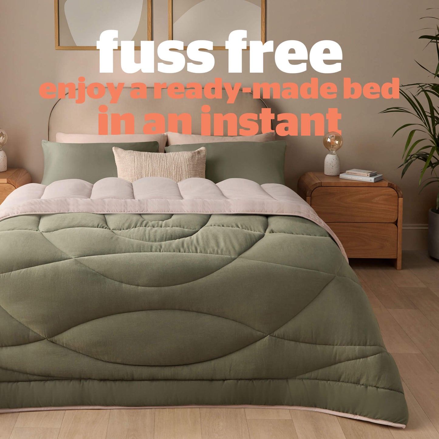 Silentnight Olive Green Reversible Coverless 10.5 Tog Duvet Set